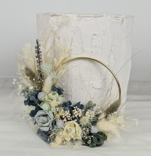 Load image into Gallery viewer, Grey / blue everlasting flowers cake hoop topper - 5 inch
