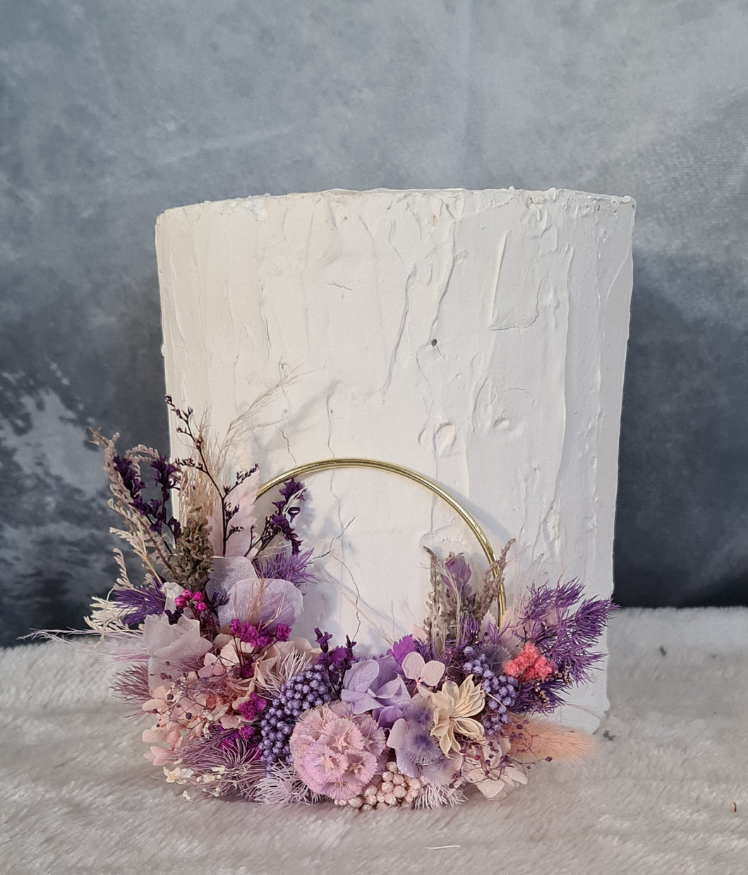 Pink purple everlasting flowers cake hoop topper - 4 inch