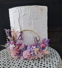 Load image into Gallery viewer, Pink purple everlasting flowers cake hoop topper - 4 inch
