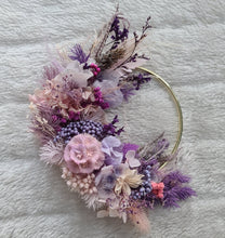 Load image into Gallery viewer, Pink purple everlasting flowers cake hoop topper - 4 inch
