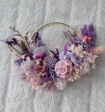 Load image into Gallery viewer, Pink purple everlasting flowers cake hoop topper - 4 inch

