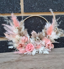 Load image into Gallery viewer, Peach neutral everlasting flowers cake hoop topper - 5 inch

