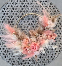 Load image into Gallery viewer, Peach neutral everlasting flowers cake hoop topper - 5 inch
