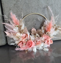 Load image into Gallery viewer, Peach neutral everlasting flowers cake hoop topper - 5 inch

