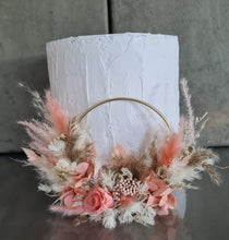 Load image into Gallery viewer, Peach neutral everlasting flowers cake hoop topper - 5 inch

