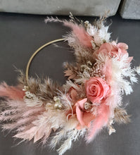 Load image into Gallery viewer, Peach neutral everlasting flowers cake hoop topper - 5 inch
