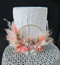 Load image into Gallery viewer, Peach neutral everlasting flowers cake hoop topper - 5 inch
