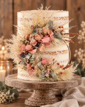 Load image into Gallery viewer, Peach sage everlasting flowers cake topper hoop  – 5 inch
