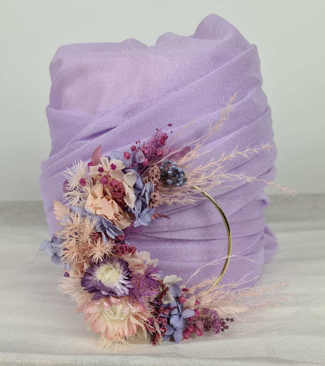 Pink / purple everlasting flowers cake topper hoop  – 4 inch