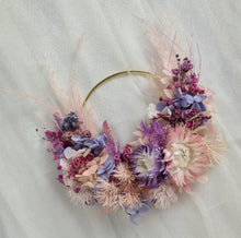 Load image into Gallery viewer, Pink / purple everlasting flowers cake topper hoop  – 4 inch
