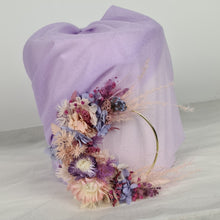 Load image into Gallery viewer, Pink / purple everlasting flowers cake topper hoop  – 4 inch

