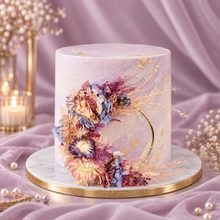 Load image into Gallery viewer, Pink / purple everlasting flowers cake topper hoop  – 4 inch
