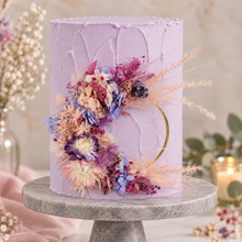 Load image into Gallery viewer, Pink / purple everlasting flowers cake topper hoop  – 4 inch
