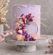 Load image into Gallery viewer, Pink / purple everlasting flowers cake topper hoop  – 4 inch
