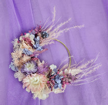 Load image into Gallery viewer, Pink / purple everlasting flowers cake topper hoop  – 4 inch
