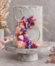 Load image into Gallery viewer, Pink / purple everlasting flowers cake topper hoop  – 4 inch
