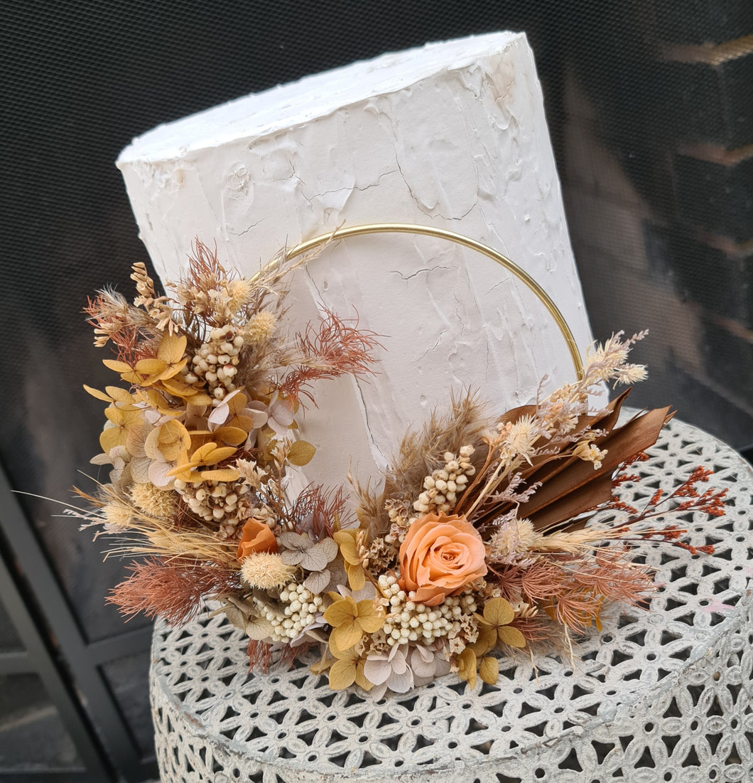 Rustic everlasting flowers cake hoop - 6 inch