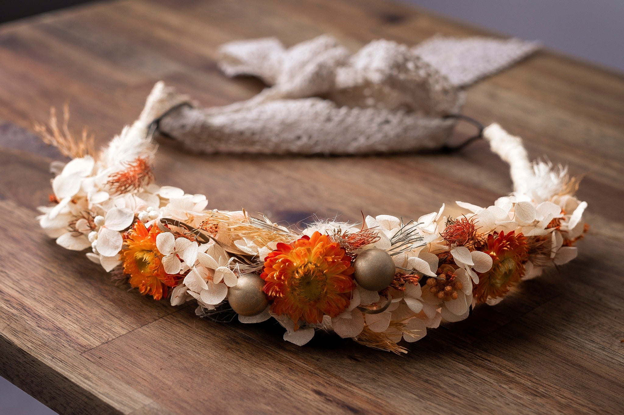 Rustic Boho Everlasting flowers crown with boho ribbon – Amazing Blooms AU