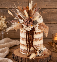 Load image into Gallery viewer, Everlasting preserved flowers double cake topper - rustic
