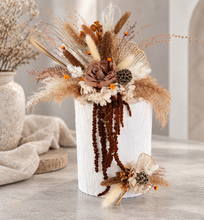 Load image into Gallery viewer, Everlasting preserved flowers double cake topper - rustic
