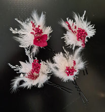 Load image into Gallery viewer, 4 x Everlasting bobby pins - white &amp; red
