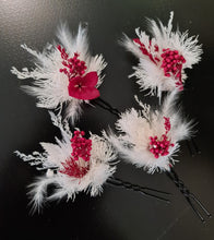 Load image into Gallery viewer, 4 x Everlasting bobby pins - white &amp; red
