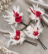 Load image into Gallery viewer, 4 x Everlasting bobby pins - white &amp; red
