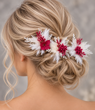 Load image into Gallery viewer, 4 x Everlasting bobby pins - white &amp; red
