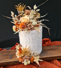 Load image into Gallery viewer, Everlasting flowers cake topper in rustic warm tones

