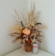 Load image into Gallery viewer, Autumn colours everlasting flowers in clay pot
