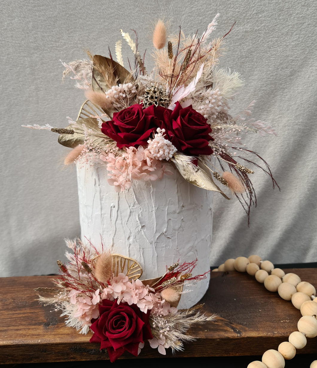 Everlasting flowers cake topper x 2 - burgundy