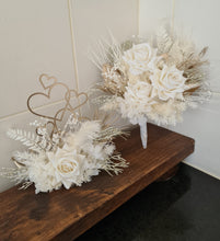 Load image into Gallery viewer, Everlasting flowers cake topper x 2 – off white &amp; gold
