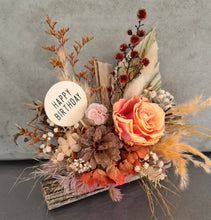 Load image into Gallery viewer, Rustic Everlasting flowers on wood log
