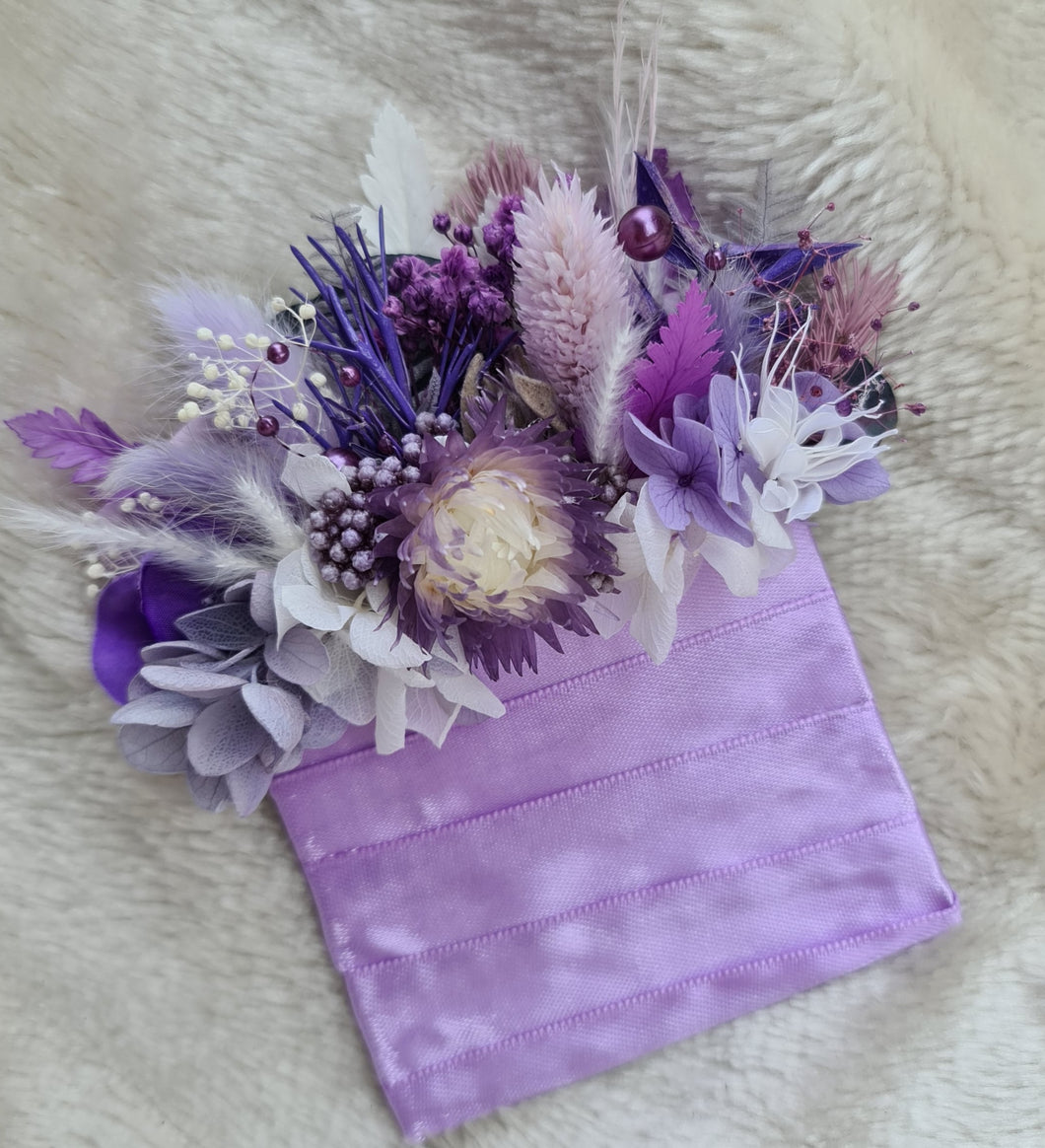 Groom's Everlasting pocket flowers - Violet & Purple