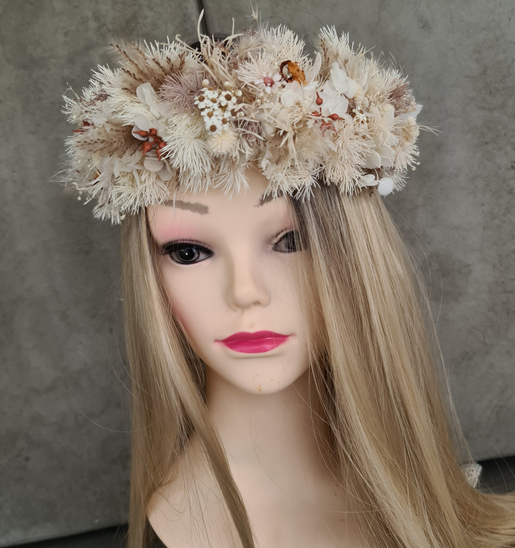 Thick Everlasting preserved flowers crown - wedding, baby shower