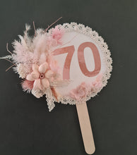 Load image into Gallery viewer, 70th Birthday Everlasting flowers cake topper
