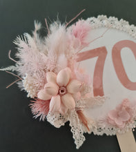 Load image into Gallery viewer, 70th Birthday Everlasting flowers cake topper
