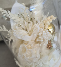 Load image into Gallery viewer, Preserved everlasting flowers baby glass dome - White &amp; gold
