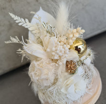 Load image into Gallery viewer, Preserved everlasting flowers baby glass dome - White &amp; gold
