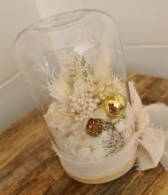 Load image into Gallery viewer, Preserved everlasting flowers baby glass dome - White &amp; gold
