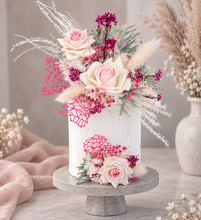 Load image into Gallery viewer, Everlasting flowers cake topper x 2 – Pink, fuchsia &amp; green
