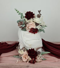 Load image into Gallery viewer, Double cake topper in blush pink &amp; burgundy colours
