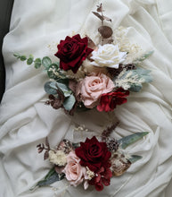 Load image into Gallery viewer, Double cake topper in blush pink &amp; burgundy colours
