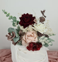 Load image into Gallery viewer, Double cake topper in blush pink &amp; burgundy colours
