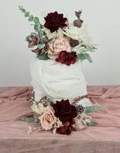 Load image into Gallery viewer, Double cake topper in blush pink &amp; burgundy colours

