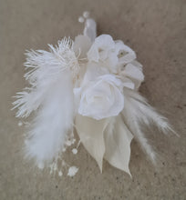 Load image into Gallery viewer, White buttonhole with mini preserved rose - Style 1
