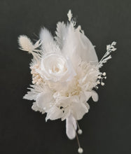 Load image into Gallery viewer, White buttonhole with mini preserved rose - Style 4

