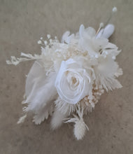 Load image into Gallery viewer, White buttonhole with mini preserved rose - Style 4
