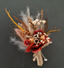 Load image into Gallery viewer, Rustic buttonhole with gum nuts &amp; stirlingia
