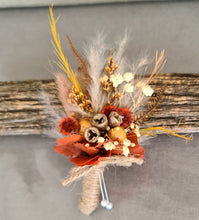 Load image into Gallery viewer, Rustic buttonhole with gum nuts &amp; stirlingia
